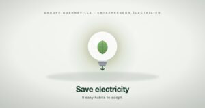 LED bulb with a green leaf, energy-saving symbol