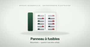 Illustration d'un panneau électrique à fusibles, style Groupe Quenneville
