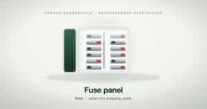 Illustration of an electrical fuse panel, Groupe Quenneville style