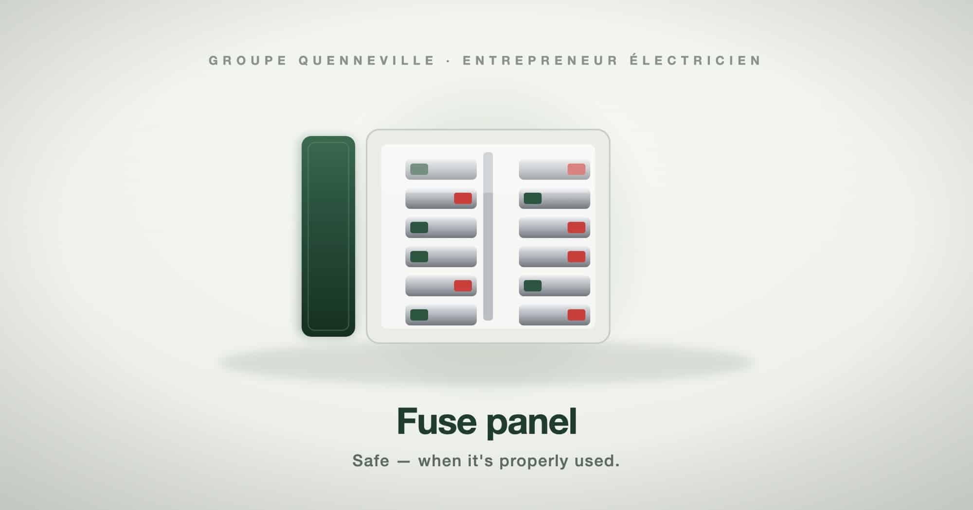 Illustration of an electrical fuse panel, Groupe Quenneville style