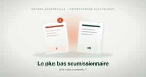 Deux soumissions comparées, la plus basse marquée d'un avertissement